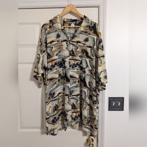 Falcon Bay Hawaiin Tropical Beach button front shirt size 3XL